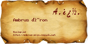 Ambrus Áron névjegykártya